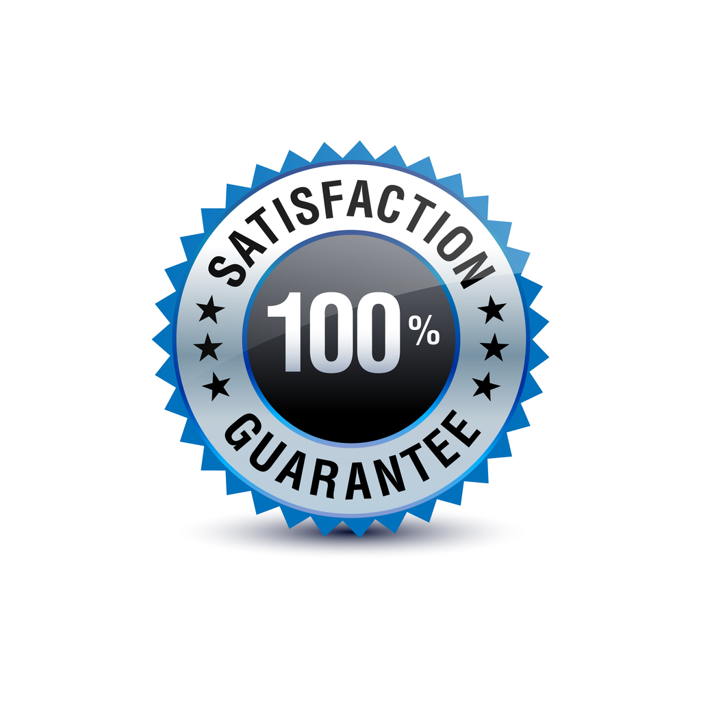 100% satisfaction guarantee badge for ARS.COM plumbing and HVAC services.