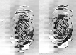 Close-up of a stainless steel sink drain